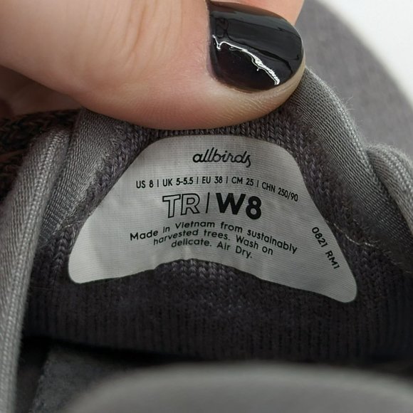 Allbirds TR Tree Runners Sneakers 8 Mist Grey White Stretch Knit Comfort Lace Up - Picture 2 of 12